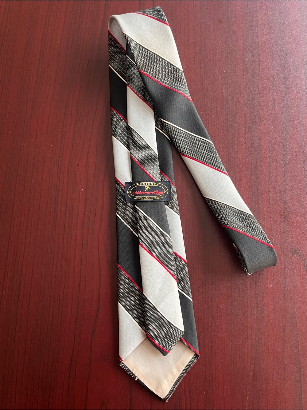 Alderman Reed Black, White & Red Diagonal Stripe classic Tie